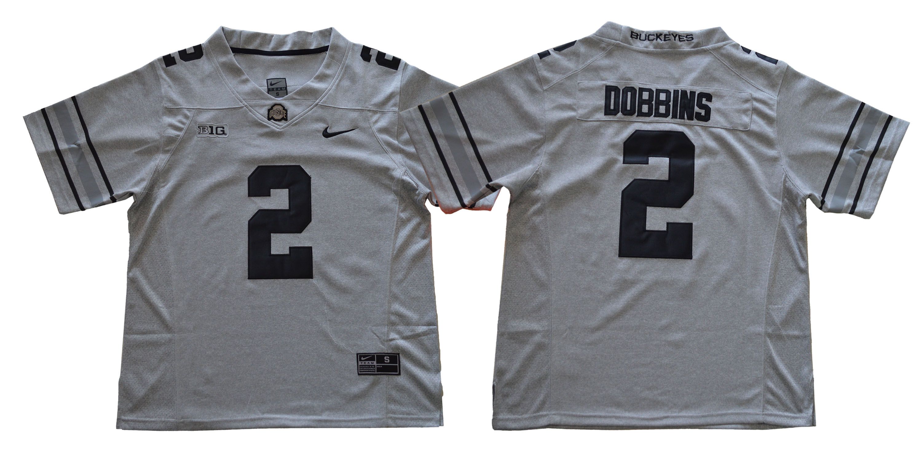 Men Ohio State Buckeyes #2 Dobbins Grey NCAA Jerseys